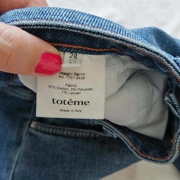Toteme Straight Leg Mid Rise Ankle Crop Jeans Mid Blue 28 - Picture 13 of 16